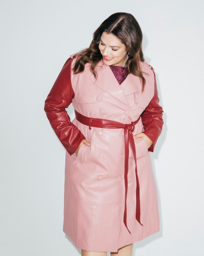 Plus size pink trench coat deals